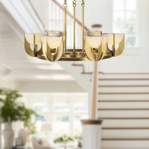 Colette 27-Inch Chandelier in Urban Bronze with Alabaster - Image 3