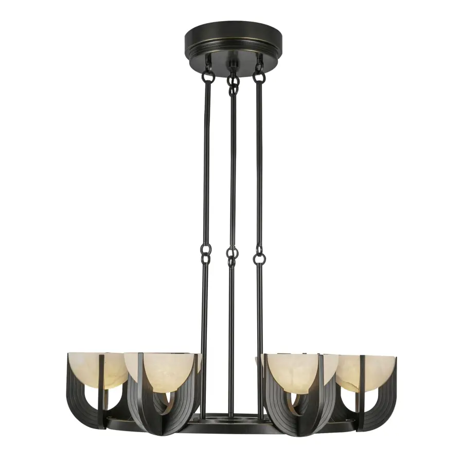Colette 27-Inch Chandelier in Urban Bronze with Alabaster - Image 4
