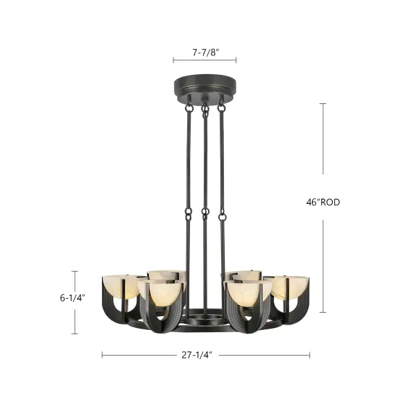 Colette 27-Inch Chandelier in Urban Bronze with Alabaster - Image 9