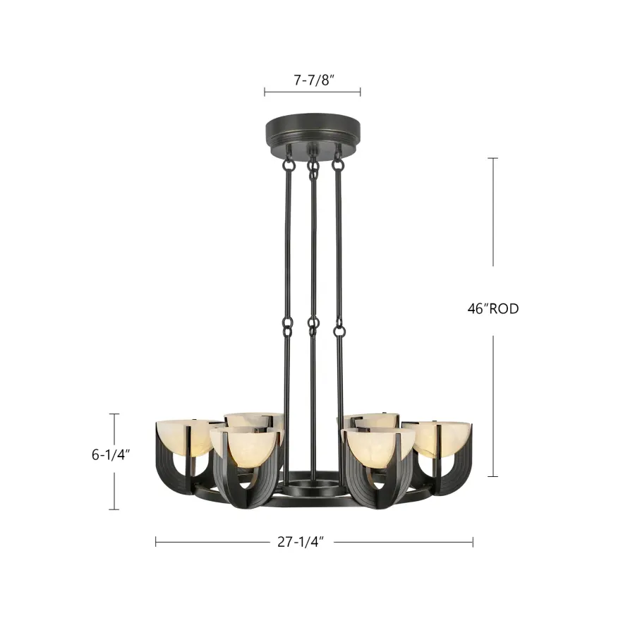 Colette 27-Inch Chandelier in Urban Bronze with Alabaster - Image 9