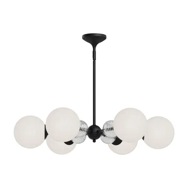 Celia 30-Inch Chandelier in Matte Black with Opal Glass - Image 1