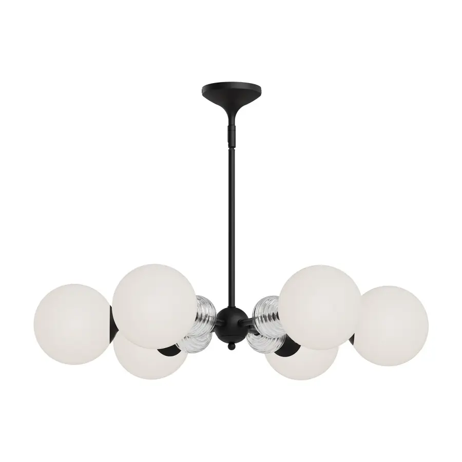 Celia 30-Inch Chandelier in Matte Black with Opal Glass - Image 1