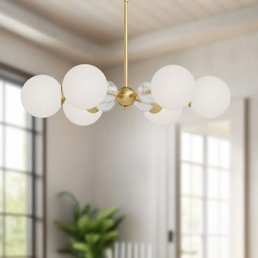 Celia 30-Inch Chandelier in Matte Black with Opal Glass - Image 2