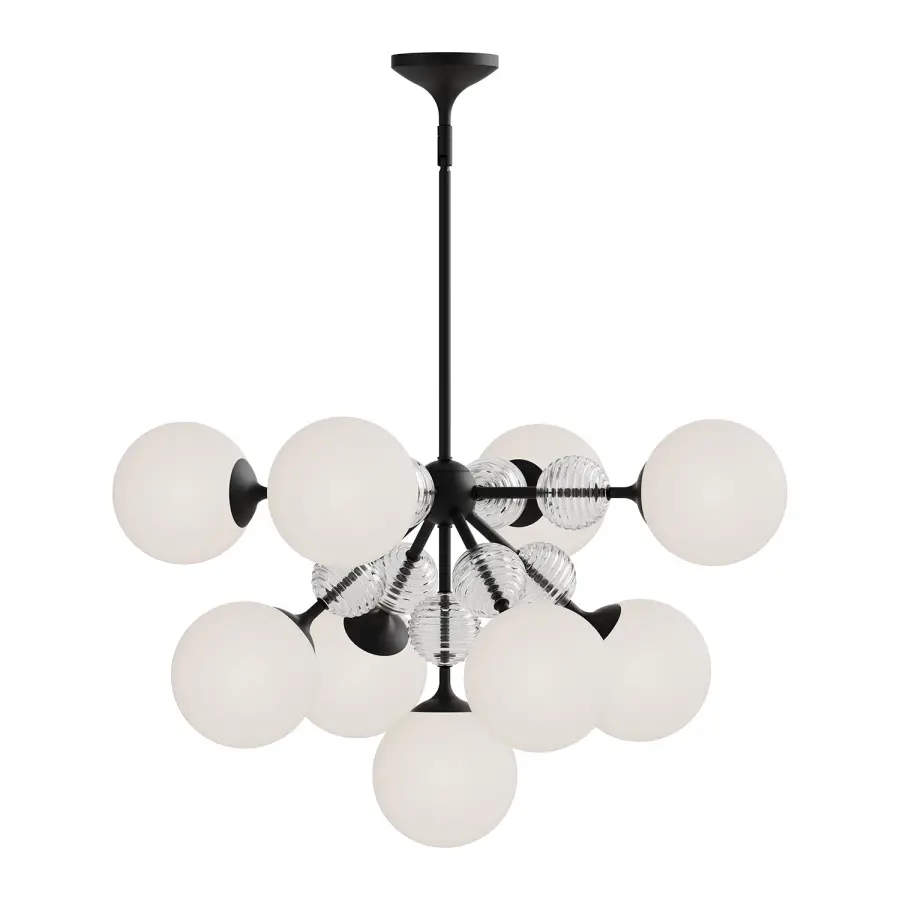Celia 31-Inch Chandelier in Matte Black with Opal Glass - Image 1