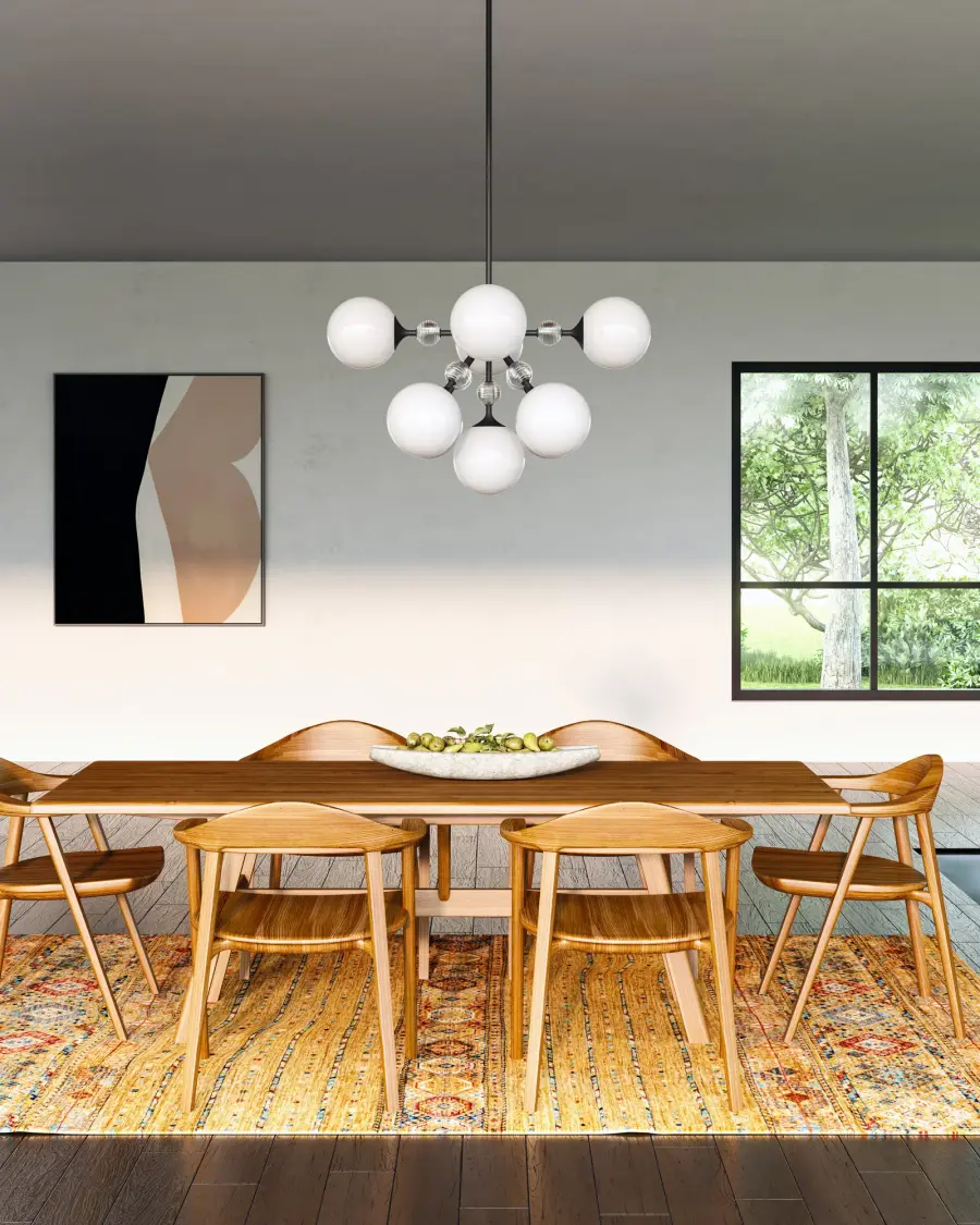 Celia 31-Inch Chandelier in Matte Black with Opal Glass - Image 2