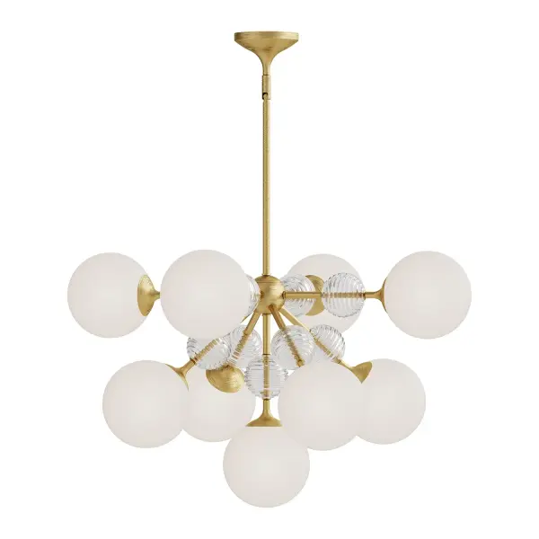 Celia 31-Inch Chandelier in Matte Black with Opal Glass - Image 6
