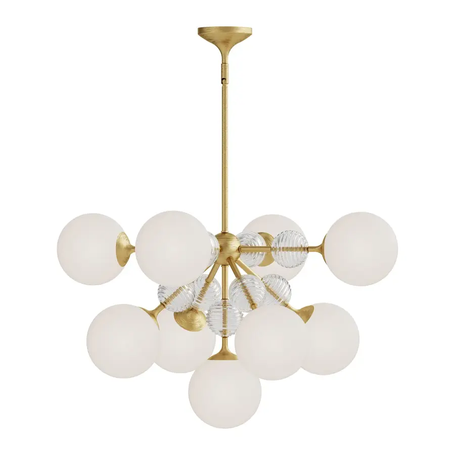 Celia 31-Inch Chandelier in Matte Black with Opal Glass - Image 6
