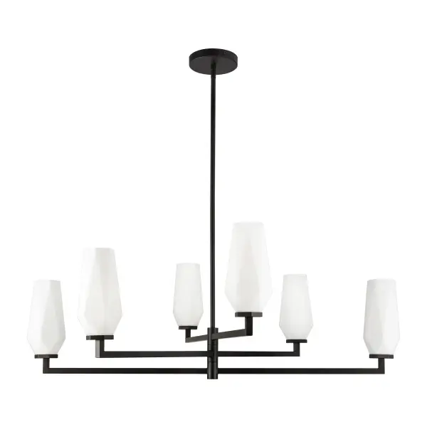 Krysta 35-Inch Chandelier in Matte Black with Opal Glass - Image 11