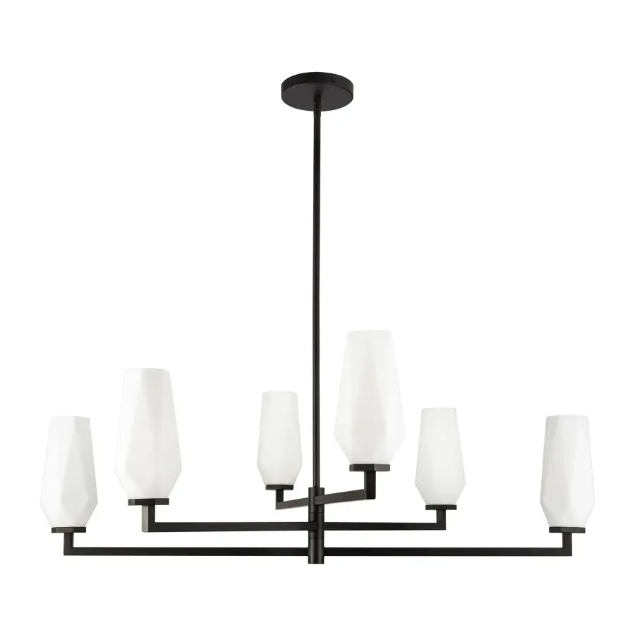 Krysta 35-Inch Chandelier in Matte Black with Opal Glass - Image 11
