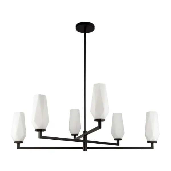 Krysta 35-Inch Chandelier in Matte Black with Opal Glass - Image 12