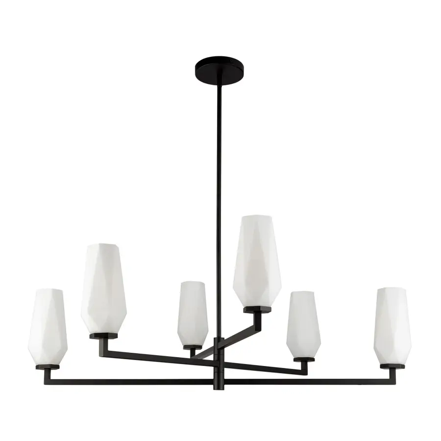 Krysta 35-Inch Chandelier in Matte Black with Opal Glass - Image 12
