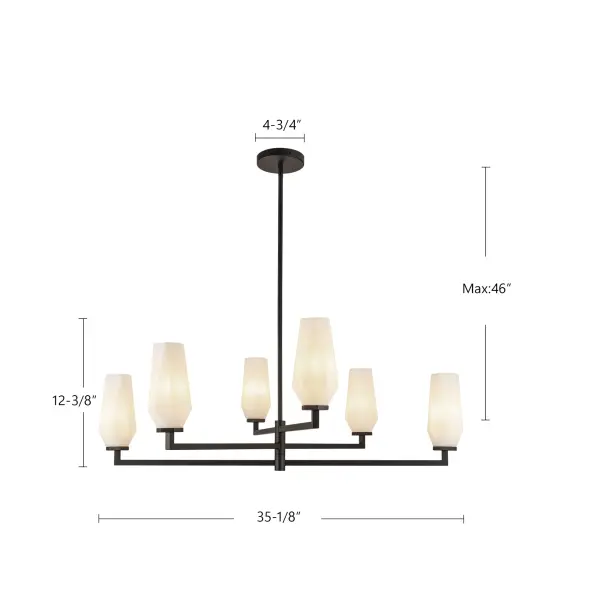 Krysta 35-Inch Chandelier in Matte Black with Opal Glass - Image 14