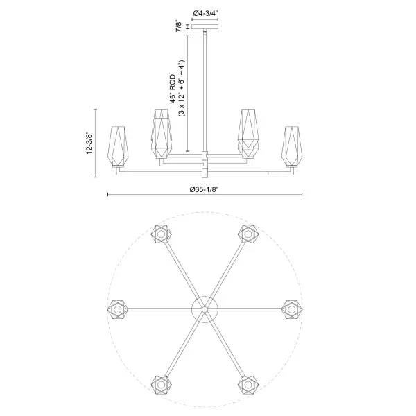 Krysta 35-Inch Chandelier in Matte Black with Opal Glass - Image 15