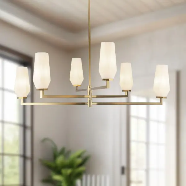 Krysta 35-Inch Chandelier in Matte Black with Opal Glass - Image 3