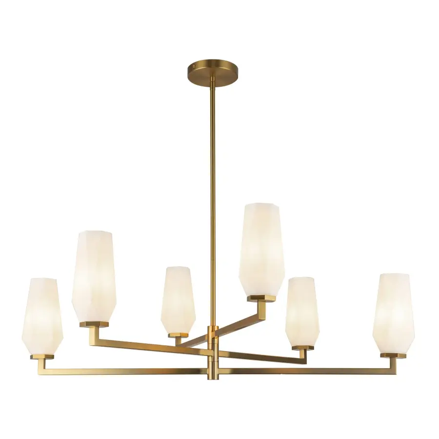 Krysta 35-Inch Chandelier in Matte Black with Opal Glass - Image 5