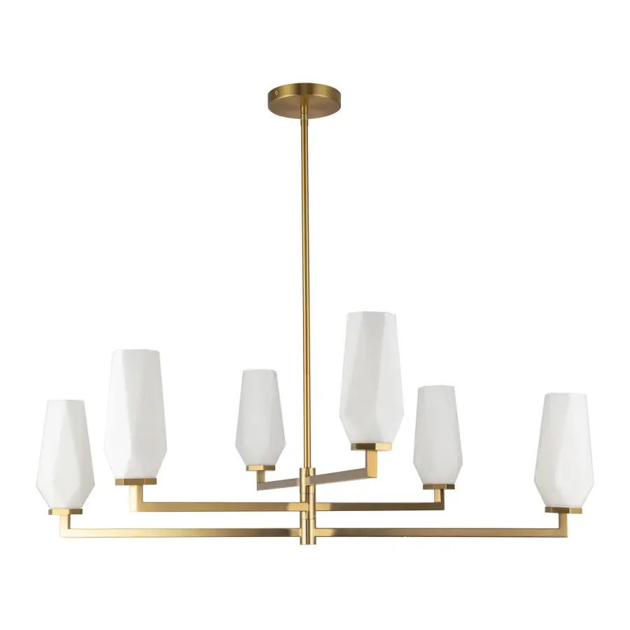 Krysta 35-Inch Chandelier in Matte Black with Opal Glass - Image 6
