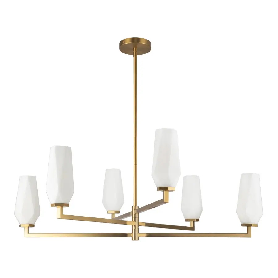 Krysta 35-Inch Chandelier in Matte Black with Opal Glass - Image 7