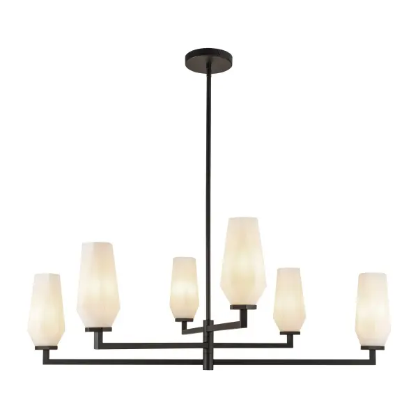 Krysta 35-Inch Chandelier in Matte Black with Opal Glass - Image 9