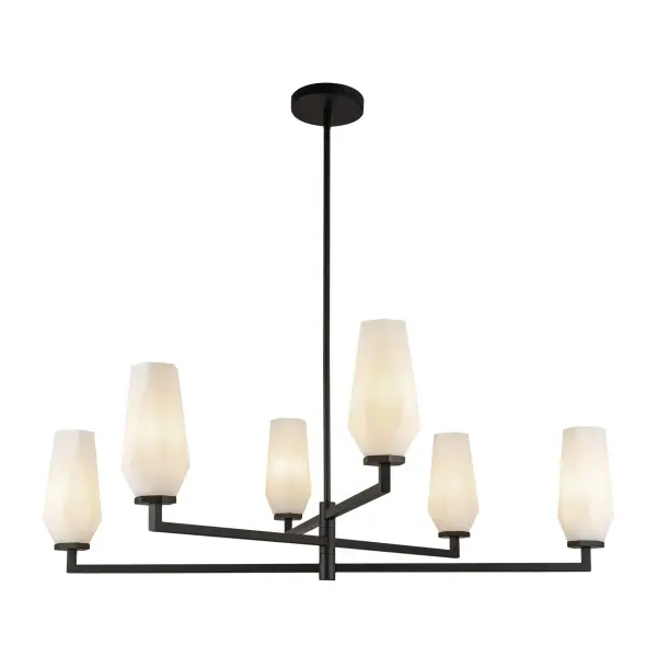 Krysta 35-Inch Chandelier in Matte Black with Opal Glass - Image 10