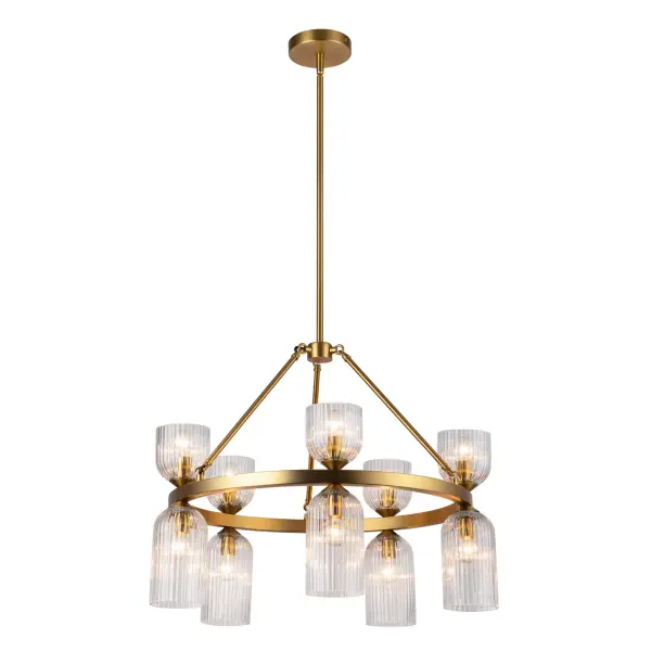 Nelly 26-Inch Chandelier in Brushed Gold with Clear Ribbed Glass - Image 18