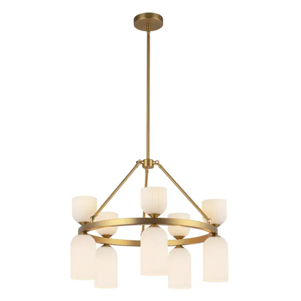 Nelly 26-Inch Chandelier in Brushed Gold with Clear Ribbed Glass - Image 3
