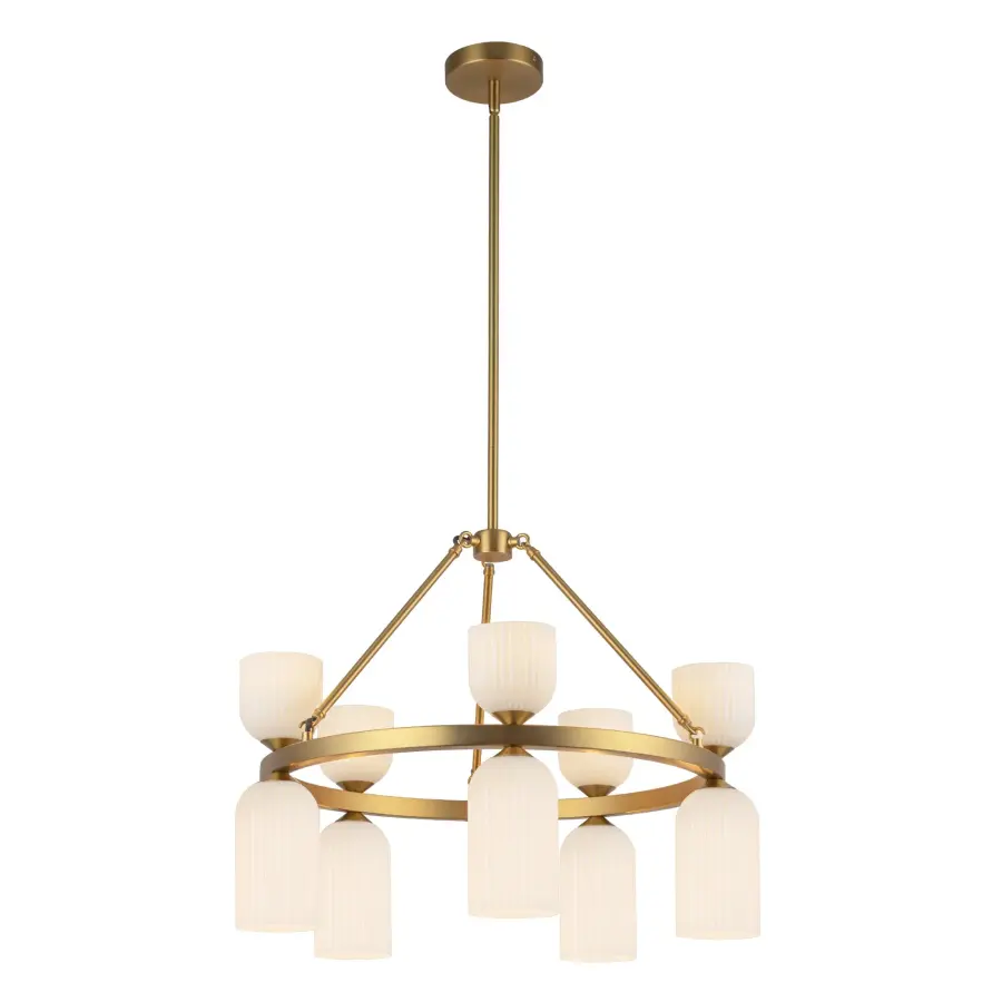 Nelly 26-Inch Chandelier in Brushed Gold with Clear Ribbed Glass - Image 3
