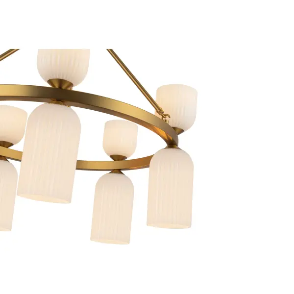 Nelly 26-Inch Chandelier in Brushed Gold with Clear Ribbed Glass - Image 4