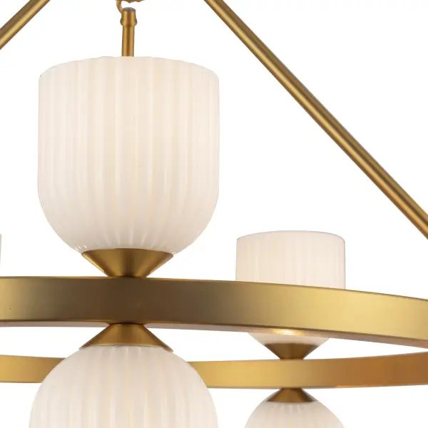 Nelly 26-Inch Chandelier in Brushed Gold with Clear Ribbed Glass - Image 5