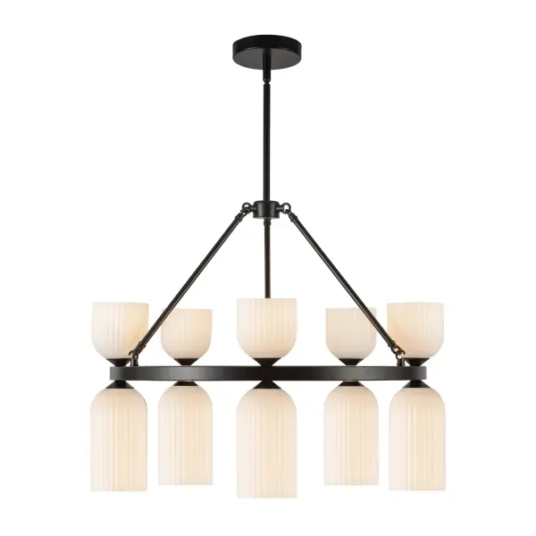 Nelly 26-Inch Chandelier in Brushed Gold with Clear Ribbed Glass - Image 6