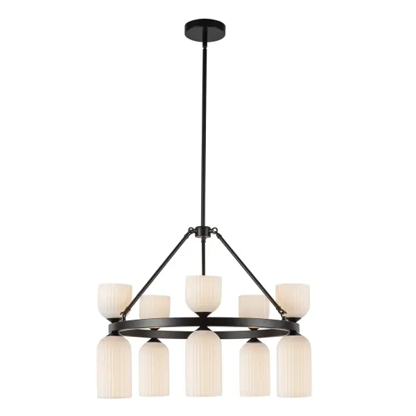 Nelly 26-Inch Chandelier in Brushed Gold with Clear Ribbed Glass - Image 7