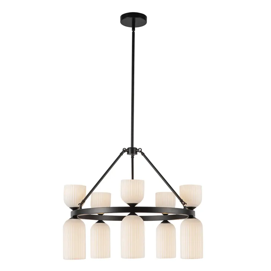 Nelly 26-Inch Chandelier in Brushed Gold with Clear Ribbed Glass - Image 7
