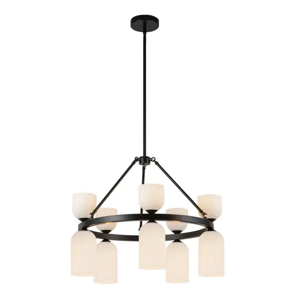 Nelly 26-Inch Chandelier in Brushed Gold with Clear Ribbed Glass - Image 8
