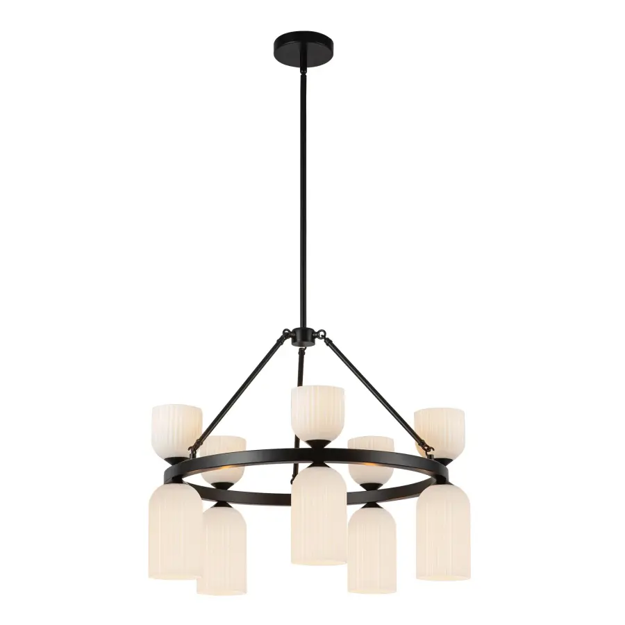 Nelly 26-Inch Chandelier in Brushed Gold with Clear Ribbed Glass - Image 8