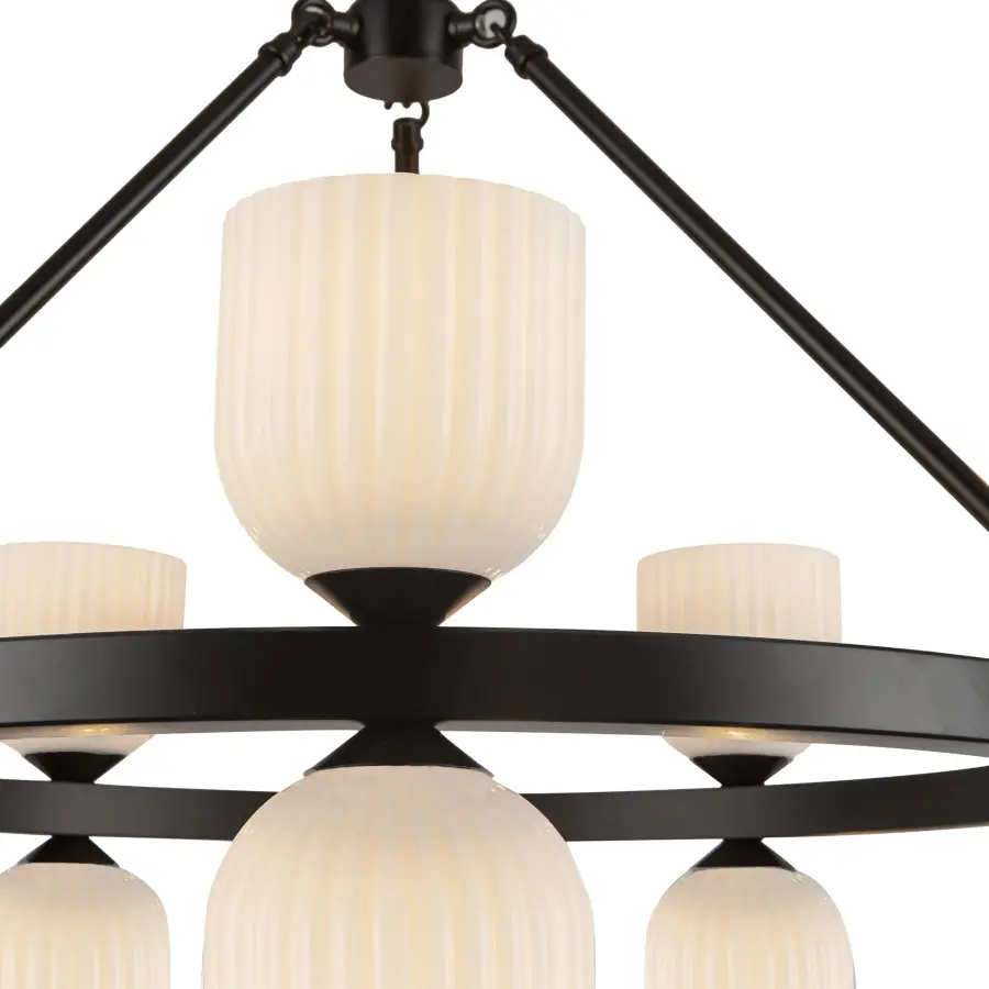 Nelly 26-Inch Chandelier in Brushed Gold with Clear Ribbed Glass - Image 10