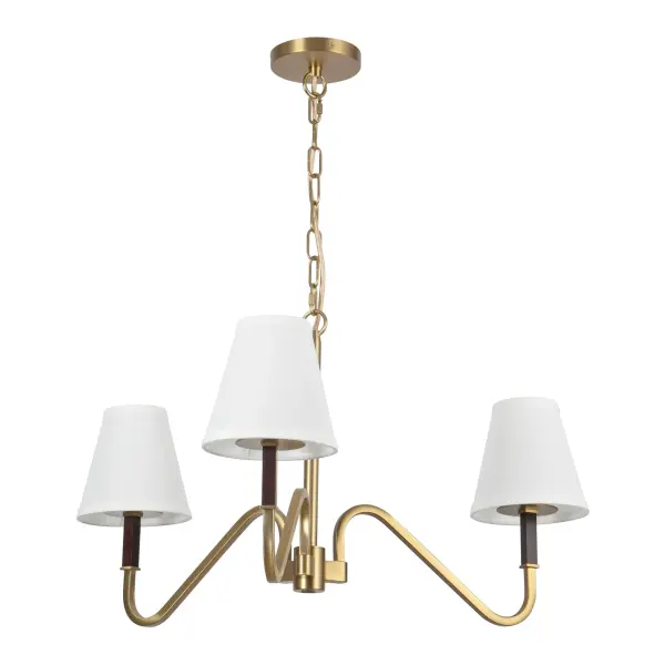 Sloan 30-Inch Chandelier in Brushed Gold with White Linen Shades - Image 11
