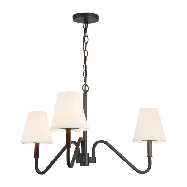 Sloan 30-Inch Chandelier in Brushed Gold with White Linen Shades - Image 3