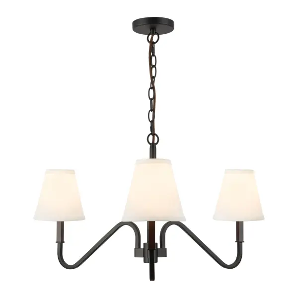 Sloan 30-Inch Chandelier in Brushed Gold with White Linen Shades - Image 4