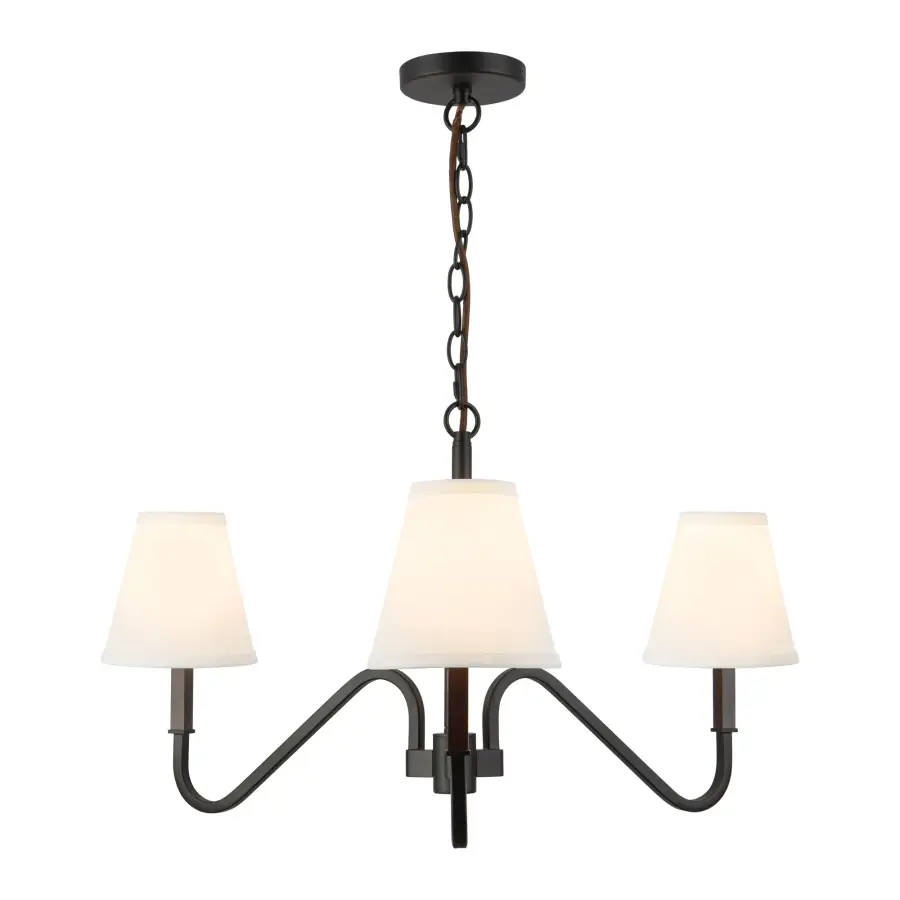 Sloan 30-Inch Chandelier in Brushed Gold with White Linen Shades - Image 4