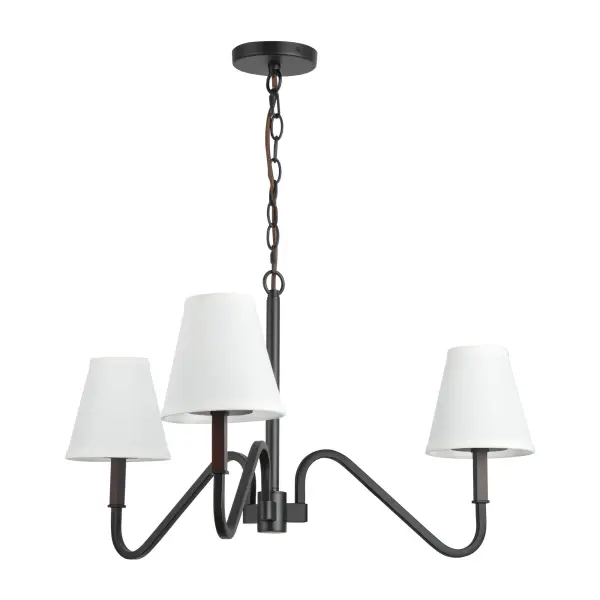 Sloan 30-Inch Chandelier in Brushed Gold with White Linen Shades - Image 5