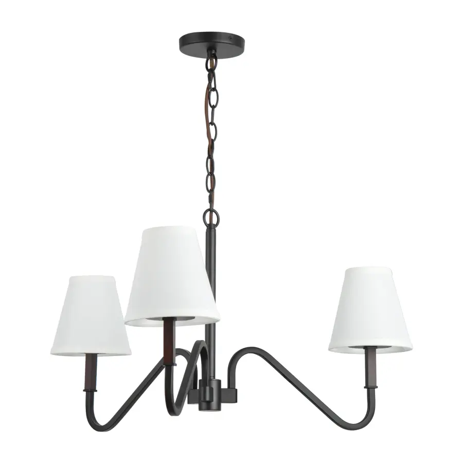 Sloan 30-Inch Chandelier in Brushed Gold with White Linen Shades - Image 5