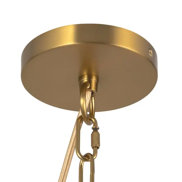 Sloan 30-Inch Chandelier in Brushed Gold with White Linen Shades - Image 6