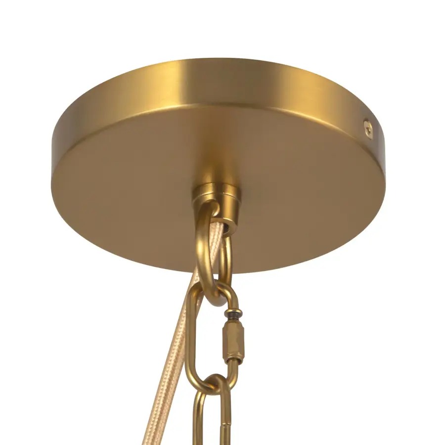 Sloan 30-Inch Chandelier in Brushed Gold with White Linen Shades - Image 6