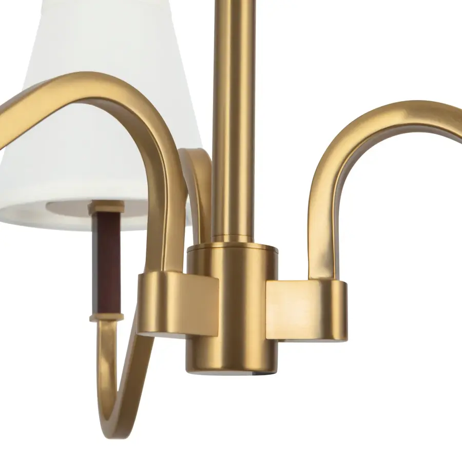 Sloan 30-Inch Chandelier in Brushed Gold with White Linen Shades - Image 7