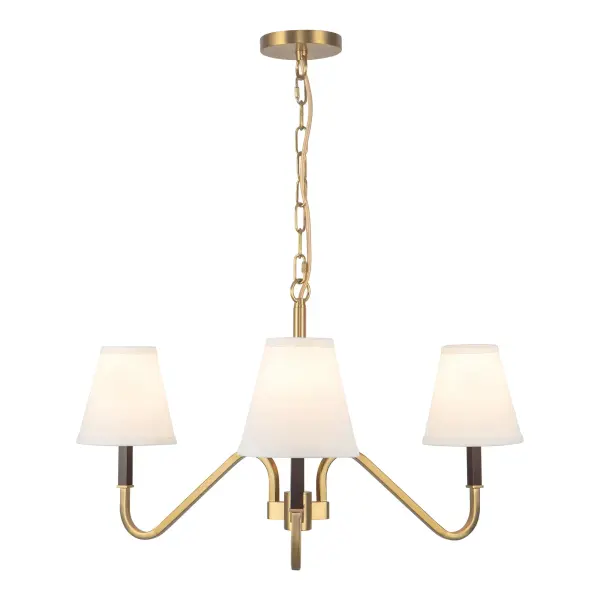 Sloan 30-Inch Chandelier in Brushed Gold with White Linen Shades - Image 10