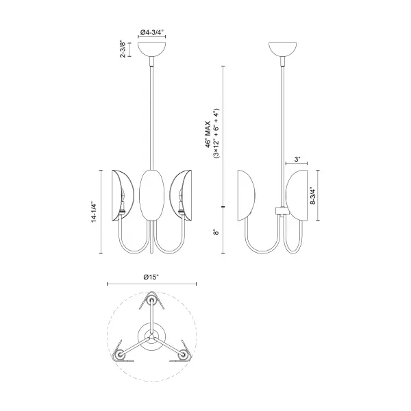 Seno 15-Inch Chandelier in Aged Gold - Image 12