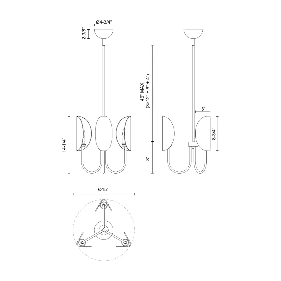 Seno 15-Inch Chandelier in Aged Gold - Image 12