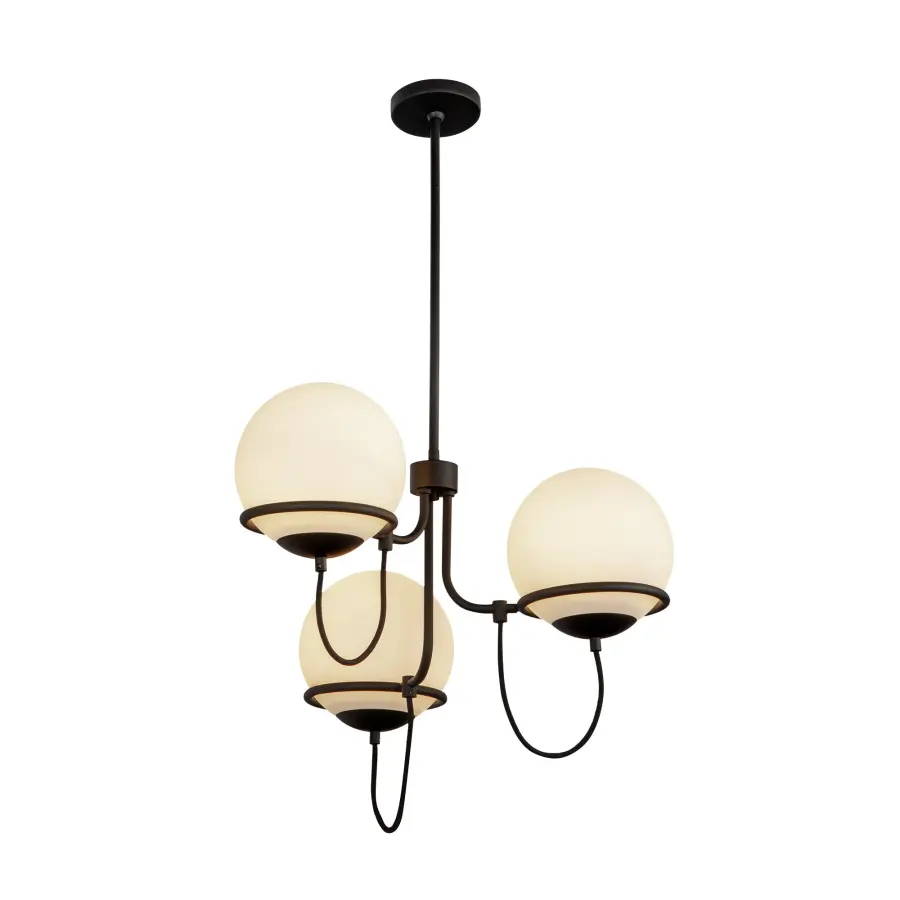 Alba 23-Inch Chandelier in Matte Black with Opal Glass - Image 1