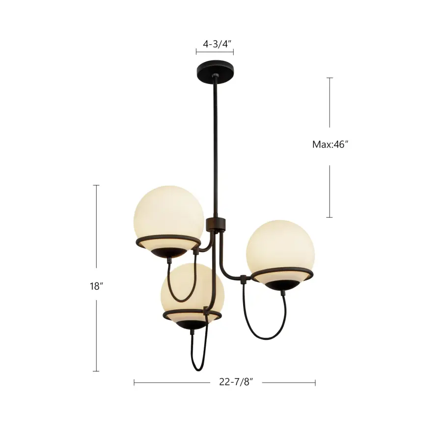 Alba 23-Inch Chandelier in Matte Black with Opal Glass - Image 14