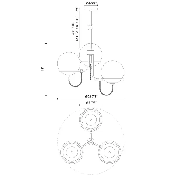 Alba 23-Inch Chandelier in Matte Black with Opal Glass - Image 15