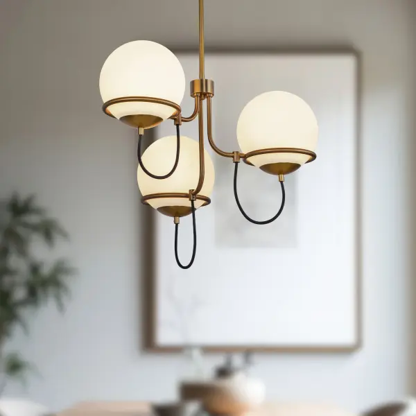 Alba 23-Inch Chandelier in Matte Black with Opal Glass - Image 3